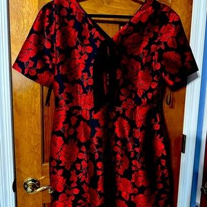 NWT Talbots Red & Black Flower Dress Size 14